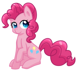 Size: 579x525 | Tagged: safe, artist:cloureed, pinkie pie, earth pony, pony, g4, female, raised hoof, simple background, sitting, solo, transparent background