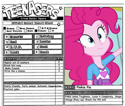Size: 1043x885 | Tagged: safe, pinkie pie, equestria girls, g4, reference sheet, rpg, teenagers from outer space