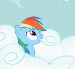 Size: 412x381 | Tagged: safe, edit, edited screencap, screencap, rainbow dash, pegasus, pony, g4, season 2, the mysterious mare do well, animated, cloud, cute, dashabetes, female, gif, inhaling, mare, out of context, puffy cheeks, reversed, solo