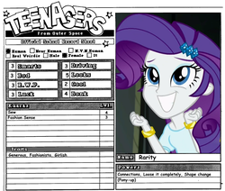 Size: 1043x885 | Tagged: safe, rarity, equestria girls, g4, reference sheet, rpg, teenagers from outer space