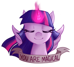 Size: 900x815 | Tagged: safe, artist:emberfan11, twilight sparkle, alicorn, pony, g4, bust, eyes closed, female, magic, mare, positive ponies, simple background, solo, twilight sparkle (alicorn), white background