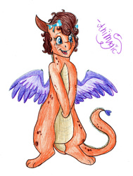 Size: 1314x1740 | Tagged: safe, artist:animagicworld, whimsey weatherbe, dragon, g3, g3.5, female, solo, traditional art