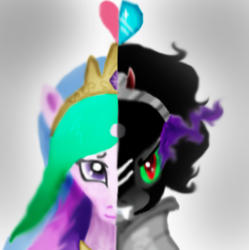 Size: 496x497 | Tagged: safe, king sombra, princess celestia, alicorn, pony, g4, crystal heart, female, heart, male, ship:celestibra, shipping, straight