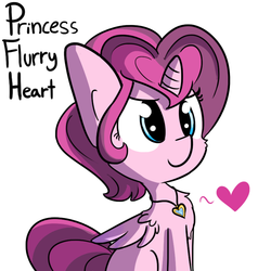 Size: 792x792 | Tagged: safe, artist:tjpones, princess flurry heart, alicorn, pony, g4, cute, female, guess, headcanon, heart, not pinkie pie, offspring, parent:princess cadance, parent:shining armor, parents:shiningcadance, simple background, solo, speculation, tjpones is trying to murder us, white background