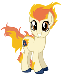 Size: 672x785 | Tagged: safe, artist:paintsplatter, ponyta, cute, grin, happy, mane of fire, pokémon, ponified, simple background, smiling, solo, transparent background