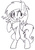 Size: 500x708 | Tagged: safe, artist:traditionaldrawfaglvl1, oc, oc only, oc:anon, oc:filly anon, pony, /mlp/, bipedal, chest fluff, female, filly, grayscale, monochrome, simple background, solo, standing, white background, wink