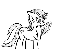 Size: 800x600 | Tagged: safe, artist:yakoshi, amethyst star, sparkler, pony, unicorn, g4, black and white, female, grayscale, mare, monochrome, solo