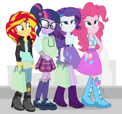 Size: 920x860 | Tagged: safe, artist:dm29, pinkie pie, rarity, sci-twi, sunset shimmer, twilight sparkle, equestria girls, g4, my little pony equestria girls: friendship games, bikini, bikini top, clothes, shopping, swimsuit