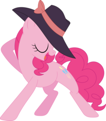 Size: 3123x3570 | Tagged: safe, artist:porygon2z, edit, pinkie pie, g4, rarity investigates, cute, fedora, female, hat, high res, pose, recolor, simple background, solo, transparent background, vector