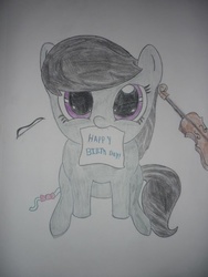 Size: 720x960 | Tagged: safe, octavia melody, g4, birthday, cute, female, happy, note, solo, traditional art