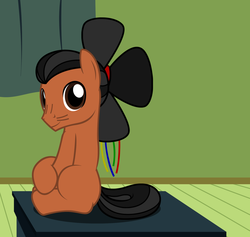 Size: 1984x1879 | Tagged: safe, artist:badumsquish, derpibooru exclusive, oc, oc only, oc:shaded pole, fan pony, object pony, original species, pony, g4, badumsquish strikes again, blank flank, curtains, fan, looking at you, male, ponified, sitting, smiling, solo, table, tassels, window
