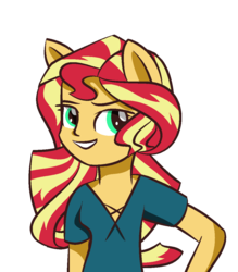 Size: 960x1096 | Tagged: safe, artist:berrypunchrules, sunset shimmer, equestria girls, g4, alternate clothes, female, ponied up, simple background, solo, transparent background