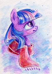 Size: 450x635 | Tagged: safe, artist:maytee, twilight sparkle, g4, clothes, female, scarf, solo