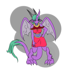 Size: 1000x1000 | Tagged: safe, artist:patchoui, oc, oc only, changeling, dragon, hybrid, anthro, female, solo
