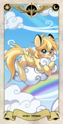 Size: 874x1701 | Tagged: safe, artist:bartolomeus_, oc, oc only, oc:cloudy thunder, pegasus, pony, cloud, rainbow, solo, tarot card