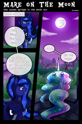 Size: 1500x2273 | Tagged: safe, artist:vavacung, princess celestia, princess luna, comic:to love alicorn, g4, comic, dialogue, mare in the moon, moon, open mouth, raised hoof, speech bubble