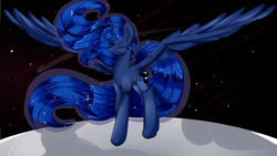 Size: 4120x2327 | Tagged: safe, artist:the---sound, princess luna, g4, eyes closed, female, moon, solo, spread wings