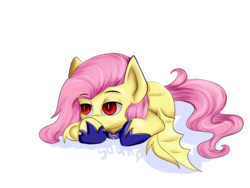 Size: 4000x3000 | Tagged: safe, artist:the---sound, fluttershy, bat pony, pony, g4, female, flutterbat, looking away, lying, lying down, prone, red eyes, simple background, solo, spread wings, transparent background