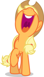 Size: 5000x8684 | Tagged: safe, artist:luckreza8, applejack, earth pony, pony, crusaders of the lost mark, g4, absurd resolution, female, mare, nose in the air, open mouth, raised hoof, simple background, singing, solo, transparent background, uvula, vector