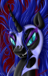 Size: 1900x3000 | Tagged: safe, artist:metalbladepegasus, nightmare moon, g4, female, grin, portrait, solo