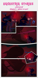 Size: 1919x3965 | Tagged: safe, artist:estories, oc, oc only, oc:penumbra, alicorn, leech, pony, comic:find yourself, body horror, comic, crystal, crystal horn, eldritch abomination, glowing, glowing eyes, glowing horn, hirudo, horn, shadow