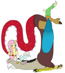 Size: 718x804 | Tagged: safe, artist:chikajin, discord, fluttershy, g4, female, male, ship:discoshy, shipping, straight