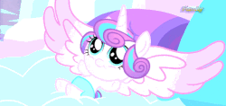 Size: 540x254 | Tagged: safe, screencap, princess flurry heart, alicorn, pony, g4, season 6, the crystalling, adventure in the comments, animated, baby, baby pony, big horn, cute, daaaaaaaaaaaw, diaper, eye shimmer, female, flurrybetes, horn, it begins, large wings, offspring, open mouth, pony history, smiling, solo, spread wings, wings