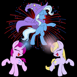 Size: 1024x1024 | Tagged: safe, artist:kp-shadowsquirrel, artist:princessangeldust, fuchsia blush, lavender lace, trixie, pony, unicorn, g4, my little pony equestria girls: rainbow rocks, female, mare, ponified, trixie and the illusions