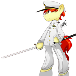 Size: 1280x1280 | Tagged: safe, artist:yunguy1, oc, oc only, admiral, clothes, solo, standing, sword, uniform, weapon