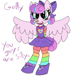 Size: 1280x1280 | Tagged: safe, artist:php10, princess flurry heart, anthro, unguligrade anthro, g4, season 6, clothes, dress, female, older, older flurry heart, rainbow socks, simple background, sneakers, socks, solo, striped socks, white background