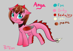 Size: 2894x2039 | Tagged: safe, artist:potzm, oc, oc only, oc:anya, dracony, hybrid, concept art, high res, solo