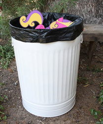 Size: 480x575 | Tagged: safe, princess skyla, g4, into the trash it goes, irl, photo, trash, trash can, truth