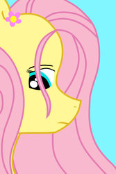 Size: 1417x2116 | Tagged: safe, artist:stardust2755, fluttershy, pegasus, pony, g4, female, flower, flower in hair, looking away, looking down, portrait, profile, simple background, solo, stray strand