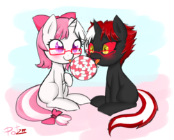 Size: 2480x2000 | Tagged: safe, artist:potzm, oc, oc only, oc:lawyresearch, oc:lawyshadow, blushing, candy, doodle, female, filly, food, high res, lollipop