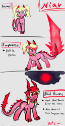 Size: 2105x4081 | Tagged: safe, artist:potzm, oc, oc only, oc:niar, dracony, hybrid, blood moon, doodle, lucretiar tribe, transformation