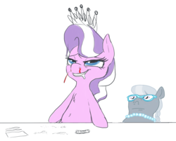 Size: 1210x975 | Tagged: artist needed, safe, diamond tiara, silver spoon, earth pony, pony, g4, belly button, blood, cocaine, drug use, drugs, nosebleed
