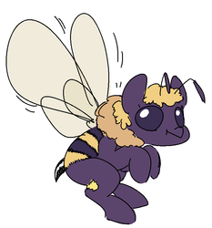 Size: 747x801 | Tagged: safe, artist:nobody, oc, oc only, bee, bee pony, original species, flying, pollen, solo, stinger