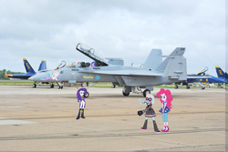 Size: 1024x685 | Tagged: safe, photo finish, pinkie pie, princess luna, rarity, vice principal luna, equestria girls, g4, blue angels, equestria girls in real life, f/a-18 hornet, jet, jet fighter, united states navy