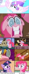 Size: 536x1370 | Tagged: safe, pinkie pie, pound cake, princess flurry heart, twilight sparkle, alicorn, earth pony, pony, g4, season 6, baby, baby flurry heart, baby pony, engrish, meme, ptsd, triggered