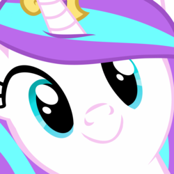 Size: 1000x1000 | Tagged: safe, princess flurry heart, alicorn, pony, g4, season 6, c:, close-up, crown, face, female, filly, hi anon, jewelry, like mother like daughter, like parent like child, looking at you, older, older flurry heart, reaction image, regalia, smiling, solo