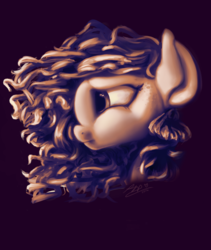 Size: 886x1048 | Tagged: safe, artist:penny-wren, oc, oc only, pony, bust, curly hair, curly mane, majestic, mane, profile, sad, sepia, solo