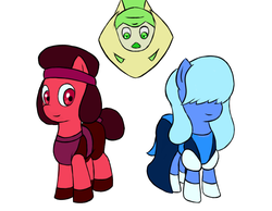 Size: 900x700 | Tagged: safe, artist:duskswordsman, ambiguous race, earth pony, gem (race), gem pony, pony, canon ship, female, gem, lesbian, mare, married couple, non-mlp shipping, peridot, peridot (steven universe), ponified, ruby (steven universe), rupphire, sapphire (steven universe), shipping, steven universe, trio, trio female, wife, wives
