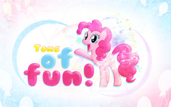 Size: 2560x1600 | Tagged: safe, artist:kibbiethegreat, edit, pinkie pie, earth pony, pony, g4, female, mare, solo, song reference, vector, wallpaper, wallpaper edit