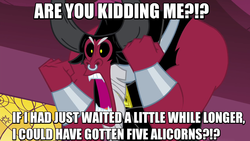 Size: 934x526 | Tagged: safe, screencap, lord tirek, g4, the crystalling, twilight's kingdom, angry, hindsight, image macro, implied flurry heart, male, meme, rage, solo
