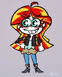 Size: 650x800 | Tagged: safe, artist:mojot, sunset shimmer, equestria girls, g4, chibi, daily sunset, female, humanized, solo