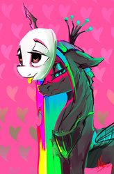 Size: 2090x3186 | Tagged: safe, artist:alumx, queen chrysalis, changeling, changeling queen, g4, female, high res, mask, solo