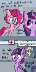 Size: 720x1440 | Tagged: safe, artist:tjpones edits, edit, pinkie pie, twilight sparkle, alicorn, earth pony, pony, g4, comic, female, implied artificial insemination, implied pregnancy, mare, nurse, smiling, twilight sparkle (alicorn)