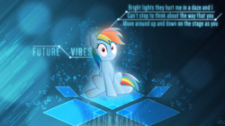 Size: 1920x1080 | Tagged: safe, artist:brainlesspoop, artist:korsoo, rainbow dash, pegasus, pony, g4, alex skrindo, confused, female, future vibes, k.safo, mare, sitting, solo, song reference, vector, wallpaper
