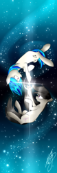 Size: 1000x3000 | Tagged: safe, artist:catopia26, dj pon-3, octavia melody, vinyl scratch, pony, g4, floating, lens flare, phone wallpaper, space, swirl