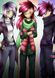 Size: 2480x3507 | Tagged: safe, artist:jadekettu, apple bloom, scootaloo, sweetie belle, human, g4, cutie mark crusaders, high res, humanized, nail polish